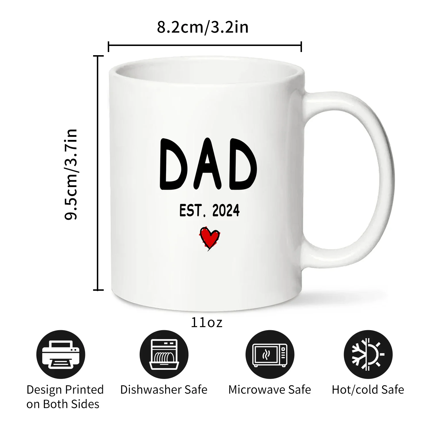 1pc,Dad Est. 2024 Coffee Mug, New Dad Gifts, Gifts For First Time Dad, Fathers Day Presents For Dad,  A souvenir Mug 320ml