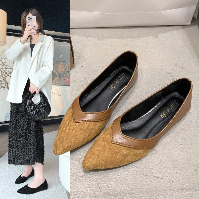 Simple Solid Coloured Women's Flats Classic Fashionable Style Pointed Toe Suitable for Business Office Comfortable To Wear