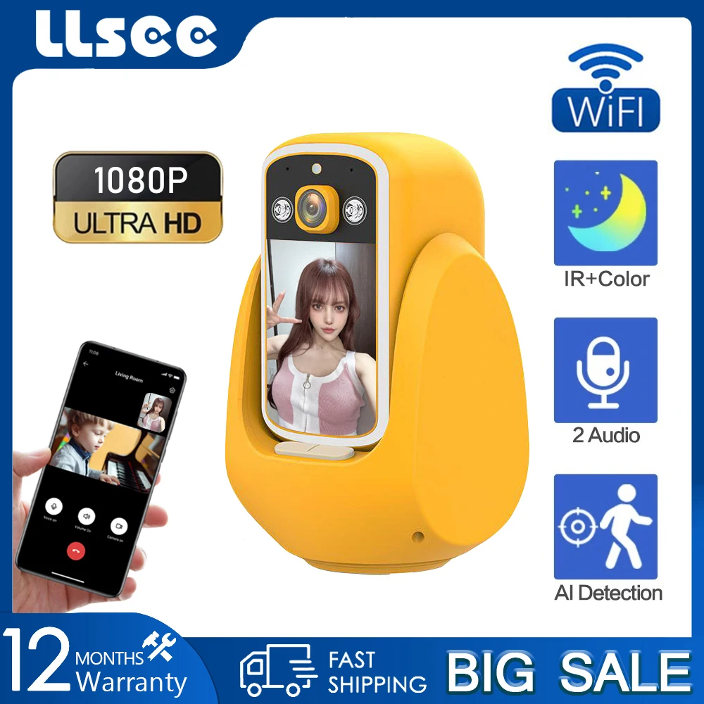 LLSEE FHD 1080P video call CCTV WIFI indoor monitoring camera, CCTV monitoring wireless connection mobile phone 350 degrees