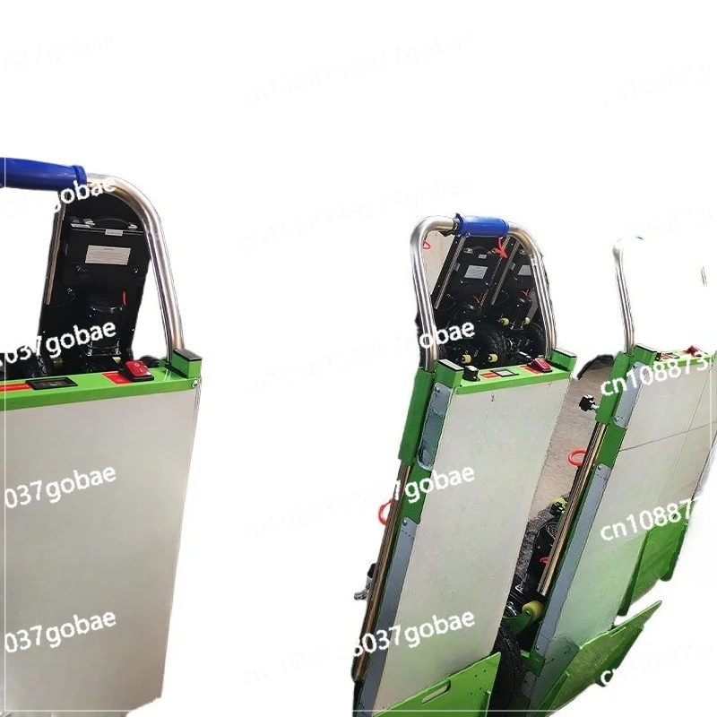 Escalador de escaleras eléctrico, carrito plegable sobre orugas, cubo cargado, tablero horizontal