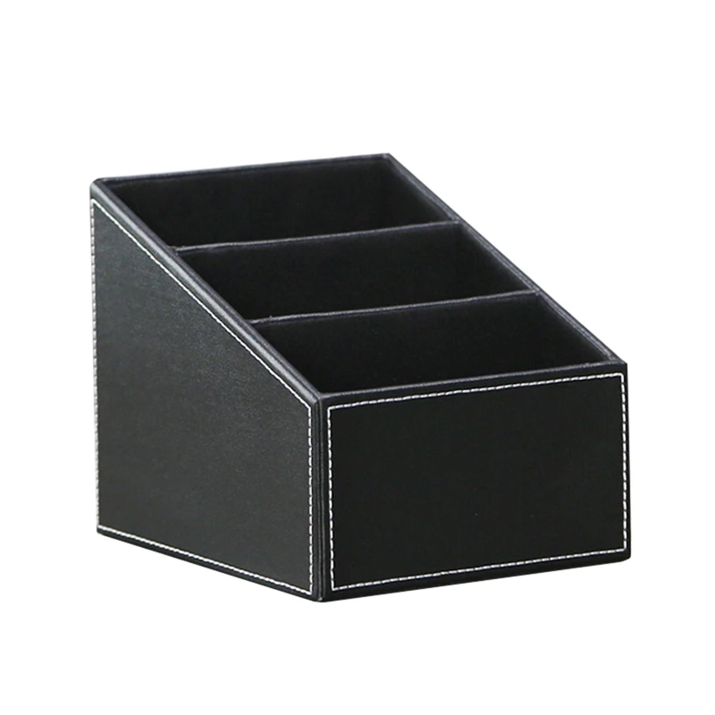 PU Leather Desk Papelaria Organizador, Caixa de armazenamento multifuncional para caneta de escritório, telefone celular, cartões de identificação, organizador preto durável