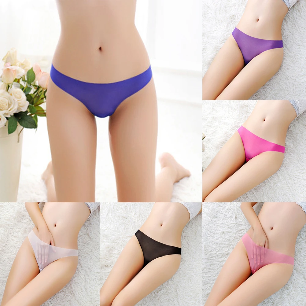 Women Ultra-Thin Transparent Thongs Sexy T-Back Low-Rise Elasticity Breathable Skin-Friendly Seamless G-String  Hot Sale Panties