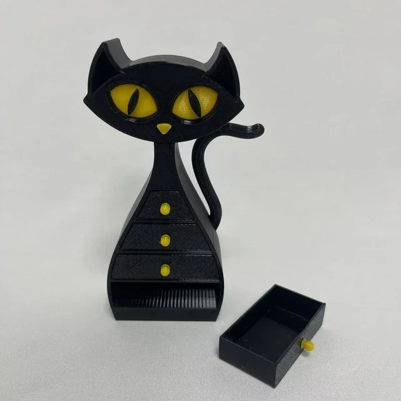 black Cat-shaped Jewelry Storage Rack with 4 layers Drawer Necklace Bracelet Holder Storage Box Home Decoration Halloween Gift