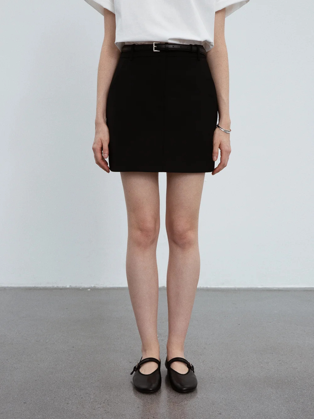 

Countonme Classic mat Bla f-length Skirt for Women A-line ort Polyester Fiber Commute Sle Mid-waist Design