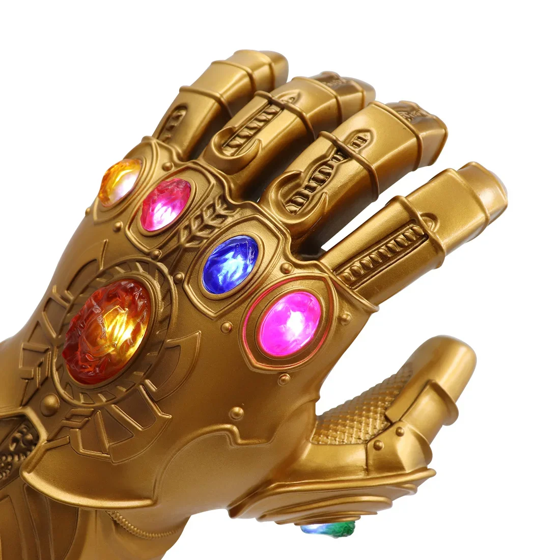 Cosplay Krieg Unendlichkeit Handschuh Thanos Handschuhe führte Licht Edelstein Stein Arm Kinder Kostüm Kostüm Party Anime Bühnenshow Requisiten Geschenk