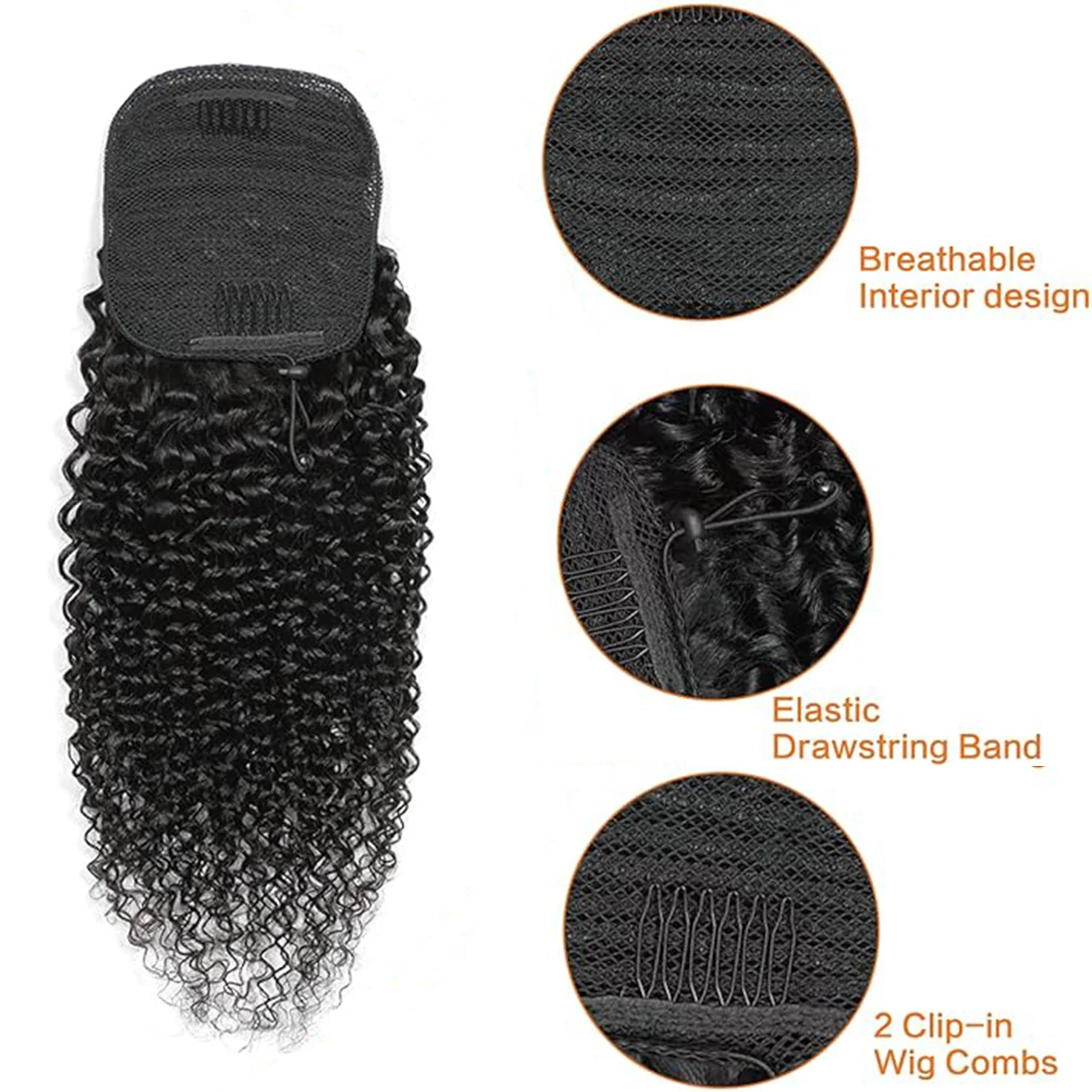 موجة المياه الرباط ذيل حصان البرازيلي ريمي الشعر البشري ذيل حصان ملحقات للنساء ذيل حصان تمديد قطع اللون الطبيعي