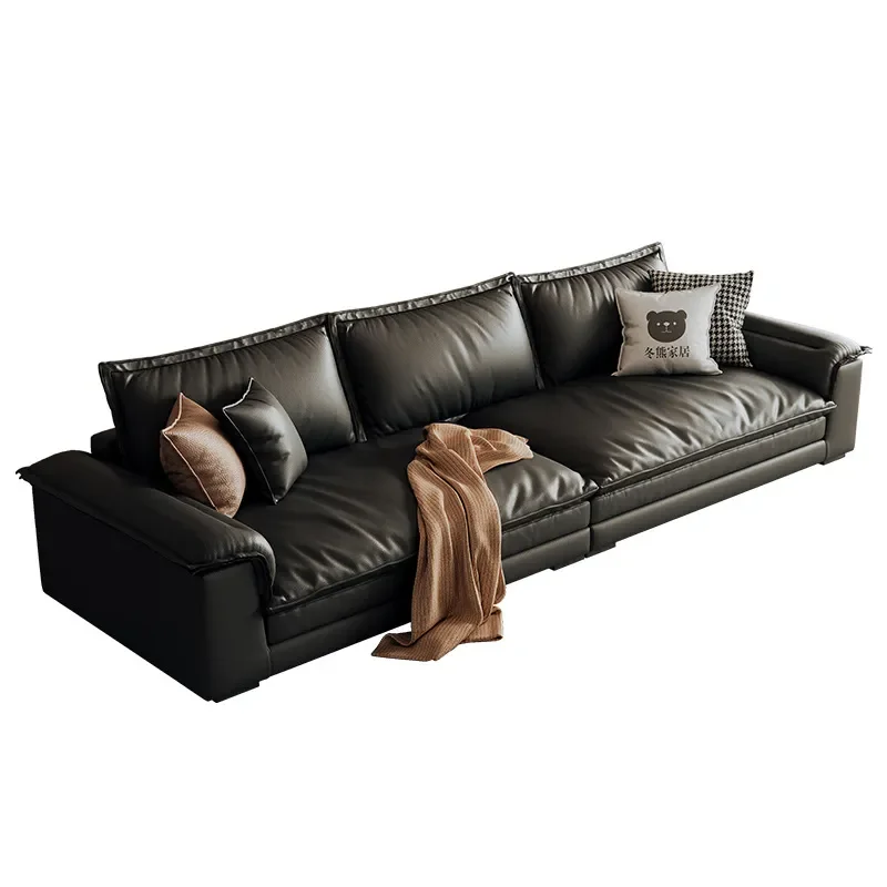 for Winter bear baxter Super Wide Deep Seat Leather Sofa Living Room Medium Antique Modern Straight Row Galleon Couch