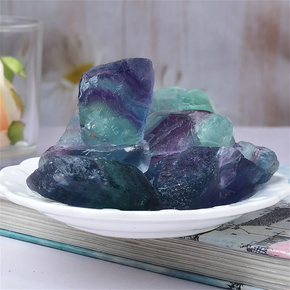 Natural Raw Rainbow Fluorite Naturals Crystals Rough Stones Mineral Healing Crystals Gemstones Specimens Collectible Home Decor