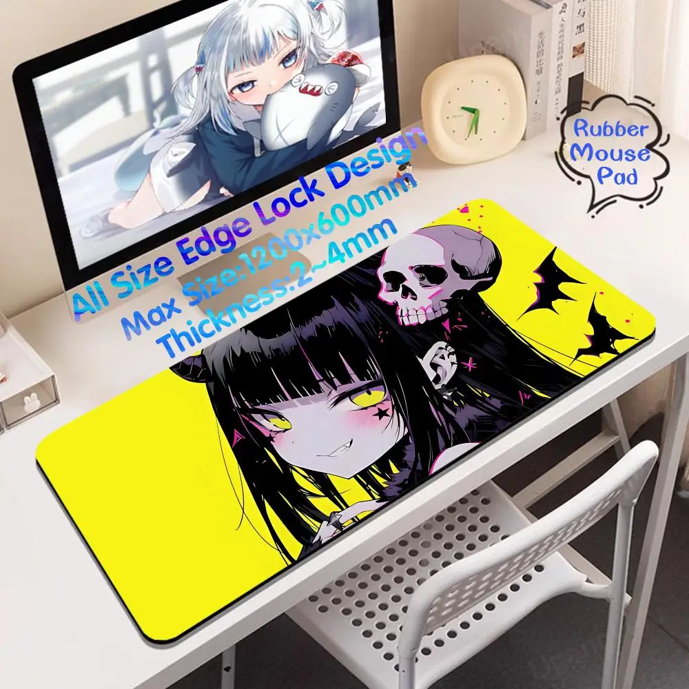 Girl Kawaii Cute Deskmat Mouse Pad Rubber Mouse Pad 4mm Keyboard Carpet Super Big Large Edge Lock Desk Playmat Mat