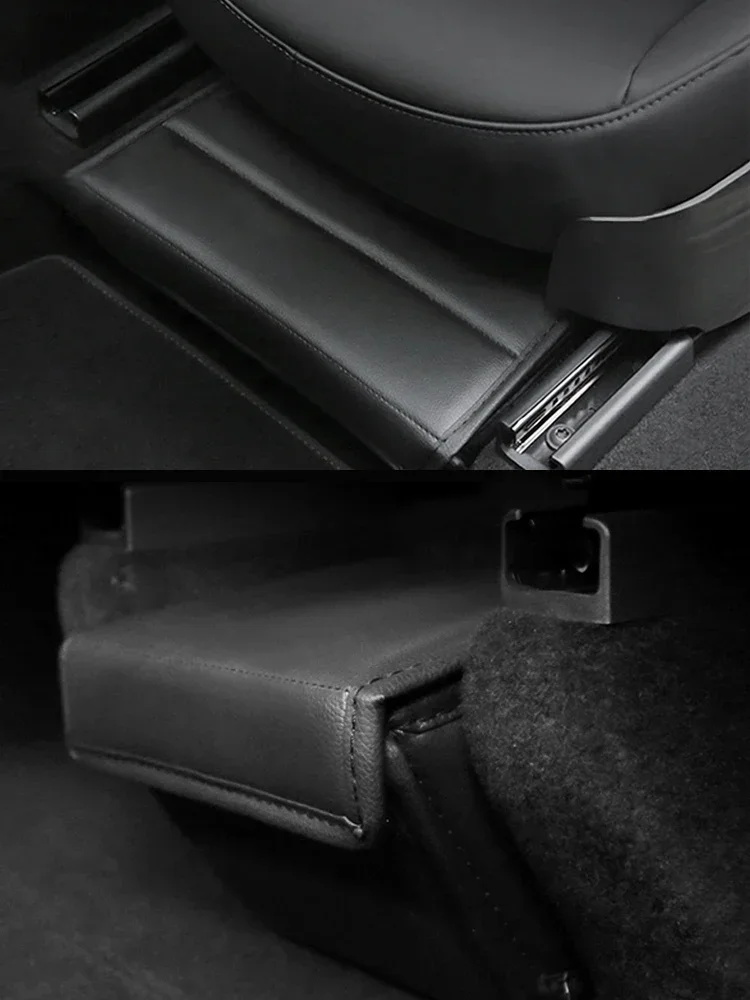 Car Under Seat Storage Box For Tesla Model Y 2023 Accessories Front Rear Seats Folding Leather Organizer Auto Interior Space