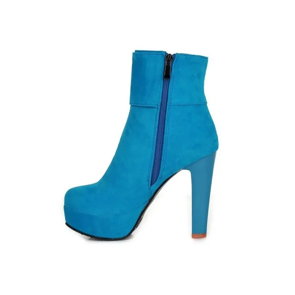 Bottes d\'hiver zippées pour femmes, grande taille, Parker rond, talons de rinçage sexy, mode décontractée, neige, nouveau, 2017, 2150