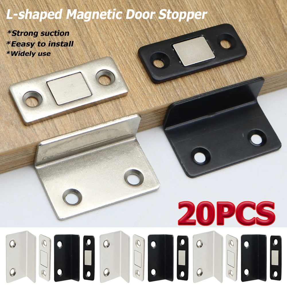 Punch Free Cabinet Catches Strong Magnetic L-shaped Closet Door Closer Ultra Thin Invisible Anti Collision Furniture Hardware