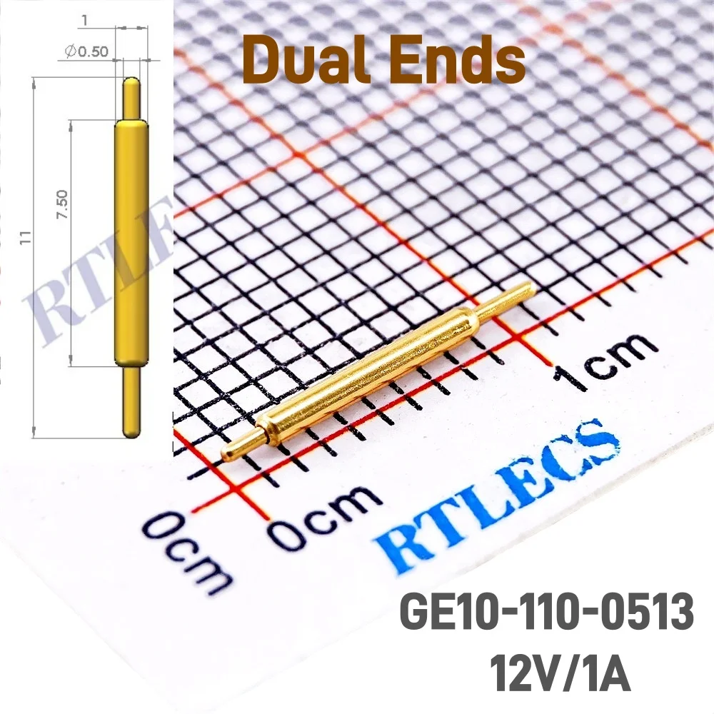 2/5/20 PCS Pogo Pin Connectors Outer Diameter 0.6 0.75 0.8 0.9 1.0 mm 1A 2A 3A Spring Loaded Discrete Pogopin Gold Plated 3u