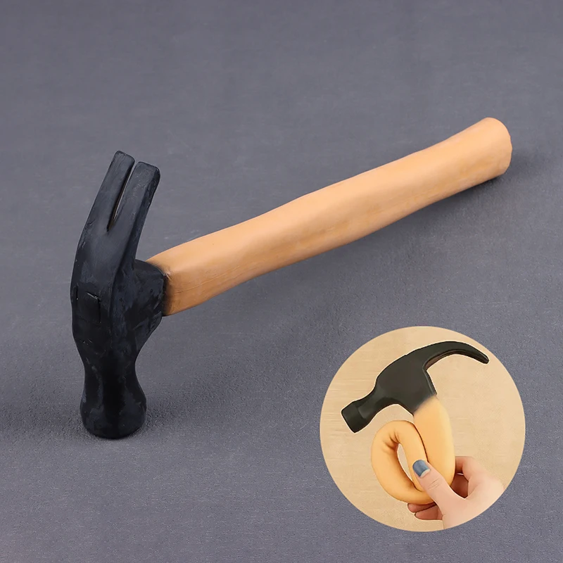 Marteau de farces amusant, maillet en caoutchouc marron doux et réaliste, outil de nouveauté humoristique pour farces et divertissement, jouet cadeaux de farces amusants