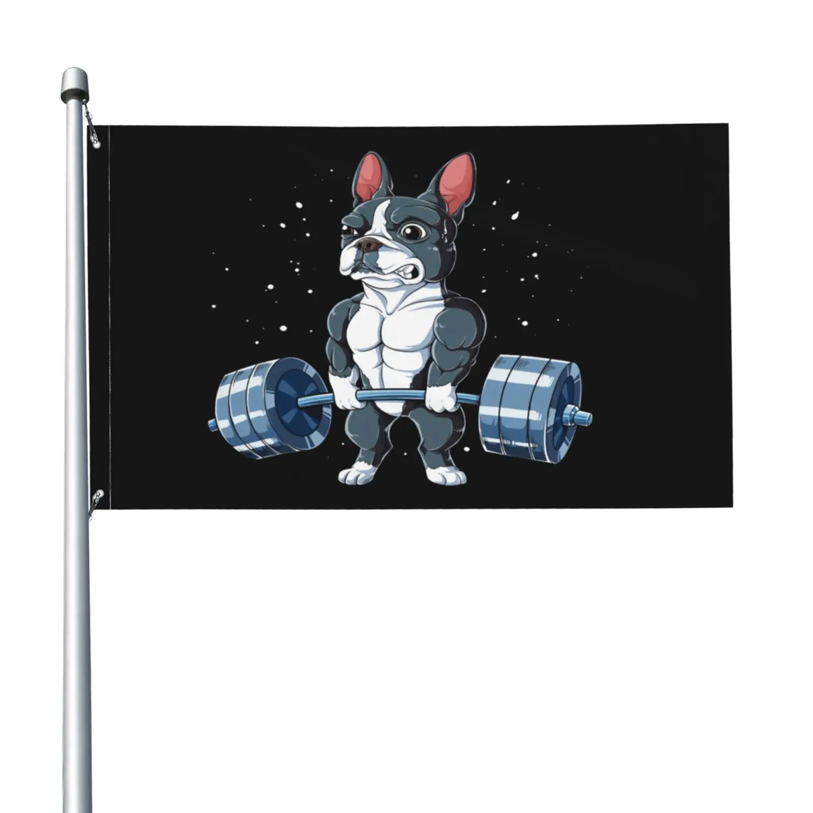 Boston Terrier Dog Weightlifting Deadlift Fitness Gym Flag Banner Hanging Polyester Printed Graphic Printed