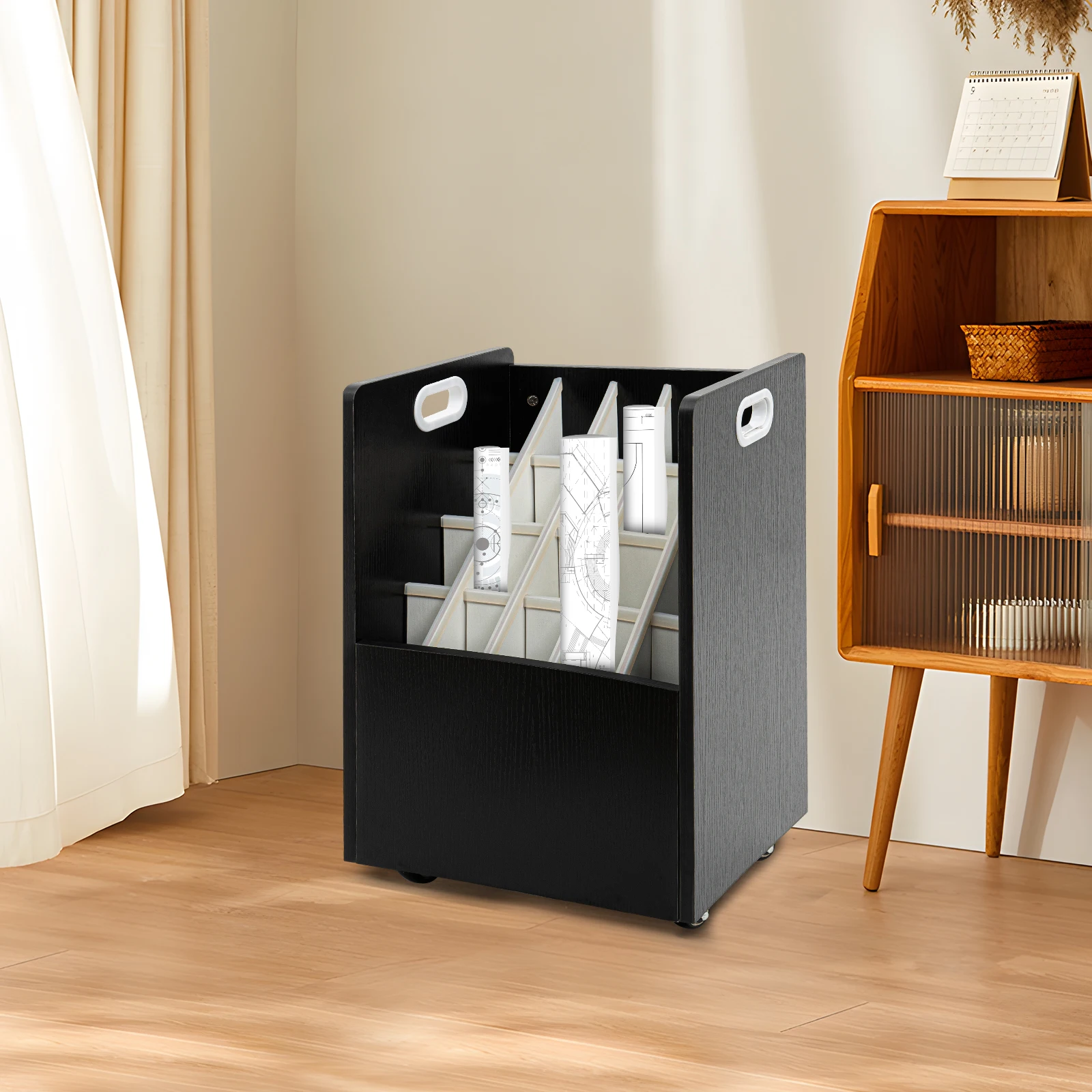 عربة تنظيم الملفات المتنقلة، حامل ملفات 20 فتحة مع عجلات، عربة ملفات متنقلة مقصورة