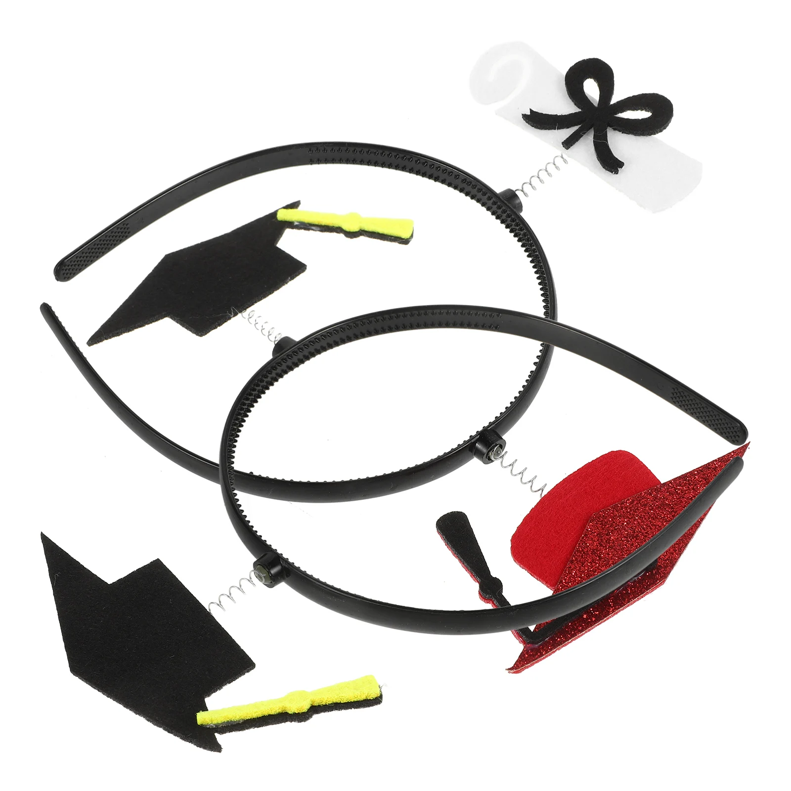 

2Pcs Graduation Hat Headband Unique Design Mini Cap Hair Hoop for Graduation Festivity Dress Up 2024 Grad Party Costume