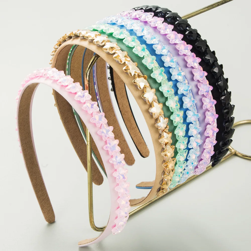 Korean version of French fine edge temperament headband creative five-pointed star full of diamonds hair accessories trend simpl