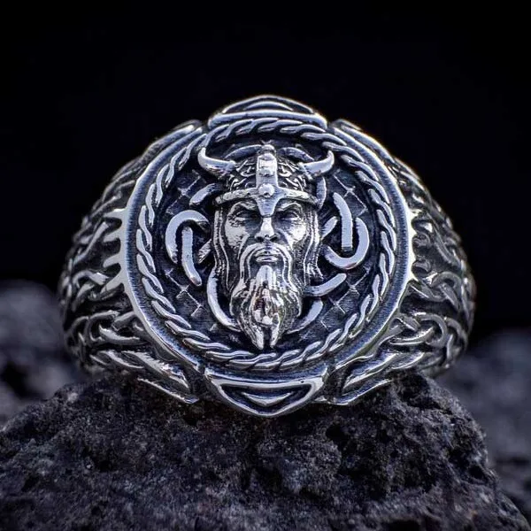 Vintage Gothic Accessories Warrior Helmet Punk Norse Viking Celtic Knot Ring Mens Jewellery Indian Jewelry Gift Anillo Hombre