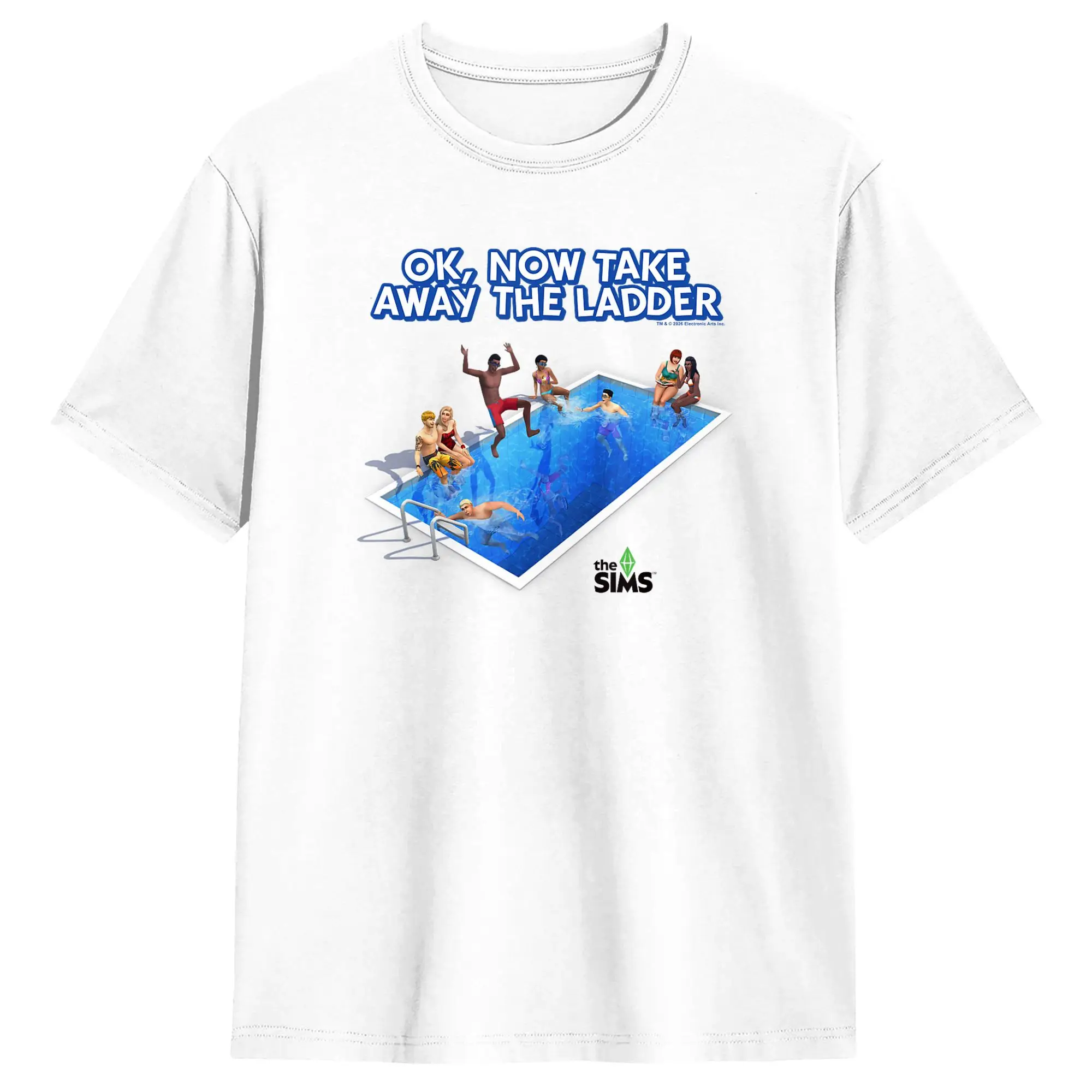 Camiseta de videojuego The Sims Swimming Pool Take Away the Ladder para hombre, camisetas de moda para hombre, camisetas con cuello redondo, camisetas de manga corta