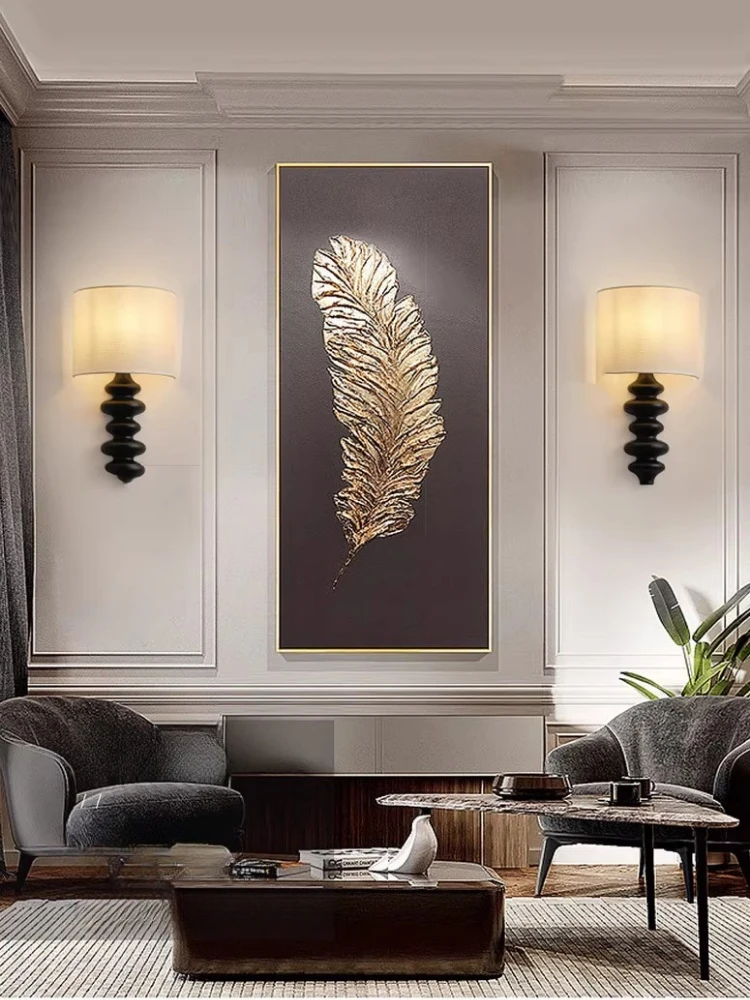 Living room wall lamp, study bedside lamp, spiral solid wood American bedroom corridor lamp