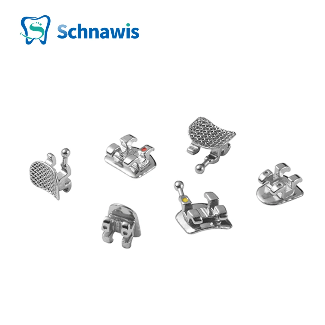 10 Conjuntos Suportes Dentários Cinta Ortodôntica Metal Mini Metal Roth Mini MBT Slot 0.022 0.018 Ganchos 345 Gancho Ferramenta Material de