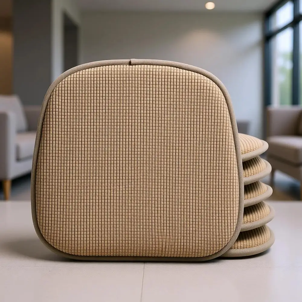 

Набор из 6 нескользящих подушек для сидений обеденных стульев, U-образные подушки, 15x16 дюймов, коричневые