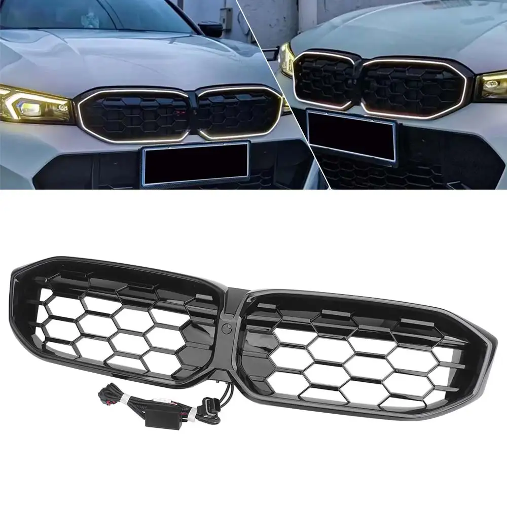 

Car Grill Mesh With Led Front Grille For Bmw 3 Series G20 G21 G28 Facelift(Lci Only) 2023-2024 2023-2024 High Quality Abs Black