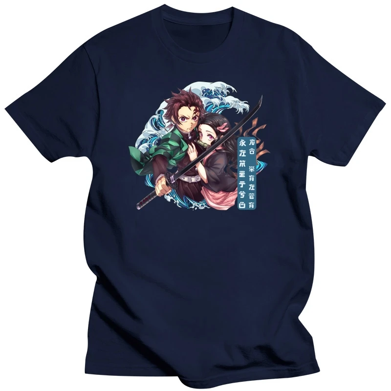 Funny Demon Slayer Kimetsu No Yaiba Shirt Tanjiro Kamado Nezuko T-shirt Men Short Sleeved Leisure Anime Manga Tshirt Cotton Tee