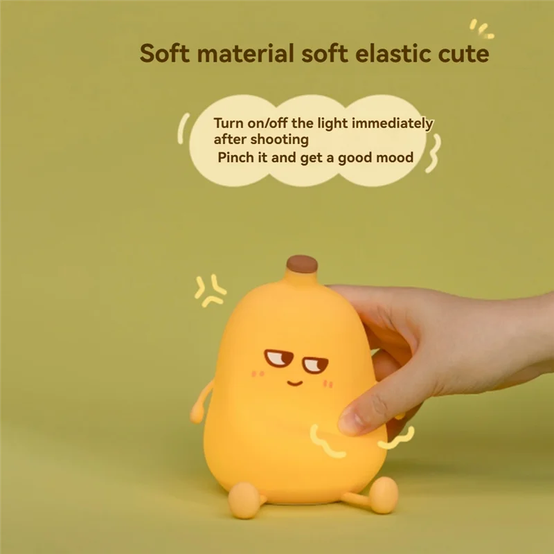 ABRB-Banaan Nachtlampje Draagbare USB Oplaadbare Nachtlampje Getimede Automatische Uitschakeling 3-Speed Dimmen Siliconen Lamp