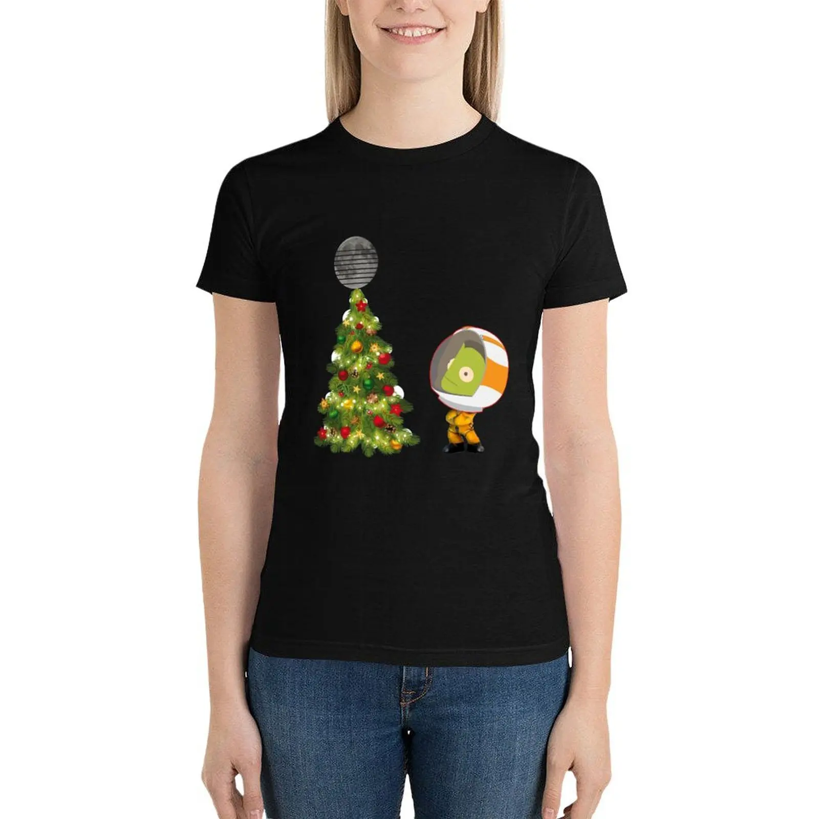 

hello Christmas , merry Christmas , kerbal spacecraft program , new Year gift christmas T-Shirt customs blacks Women's tee shirt