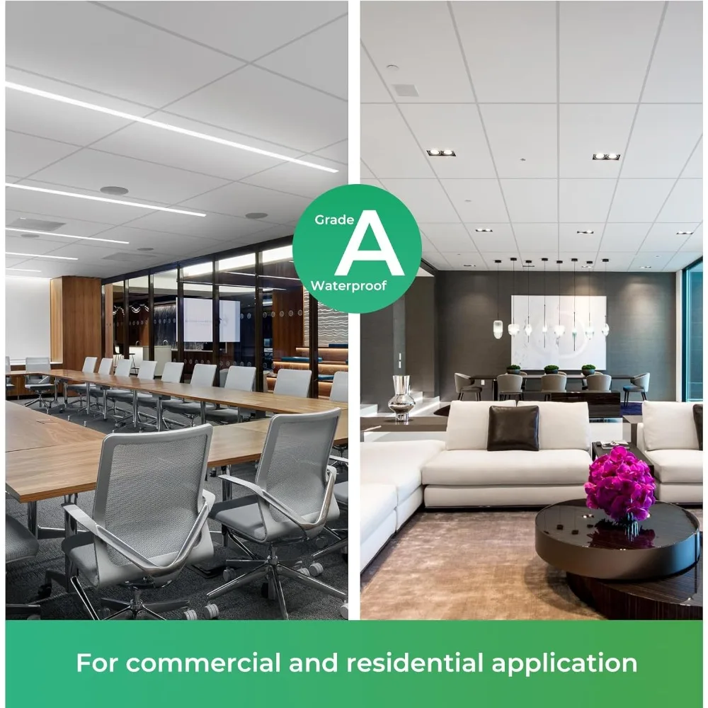 Потолочная плитка 2 x 4 фута, белая гладкая потолочная плитка 24 x 48 дюймов, водонепроницаемая - огнестойкая для предотвращения разрыва крышки 80