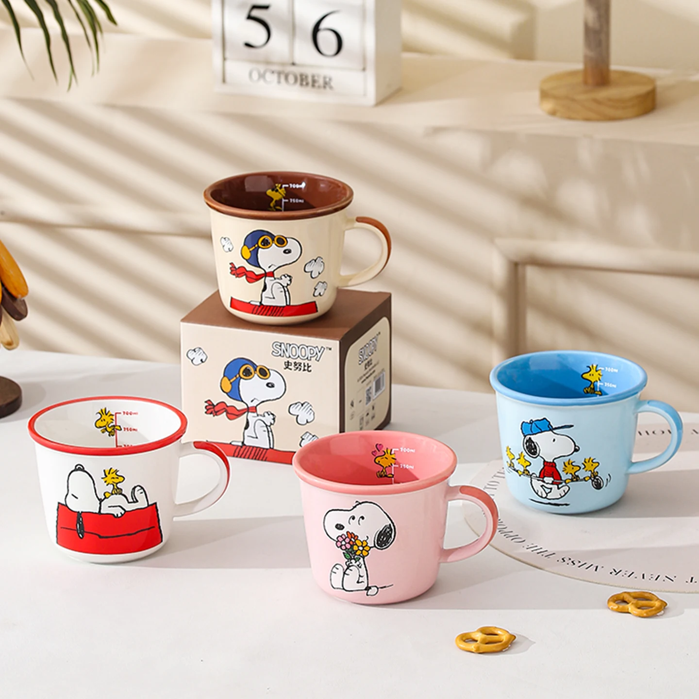 340ml  Kawaii Snoopy Ceramic Mug Coffee Mug Cartoon Character Water Cup Large Capacity Breakfast Cup Home Tableware