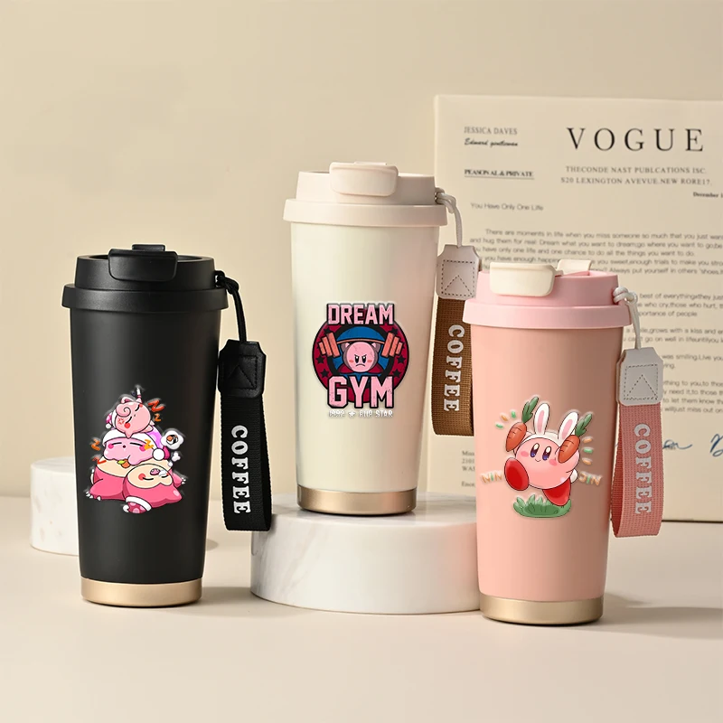 

Stars Kirbys Vacuum Cup Boy Girl Cartoon Anime 316 Stainless Steel Water Bottle Large Capacity Leak Proof Coffee Cups Container