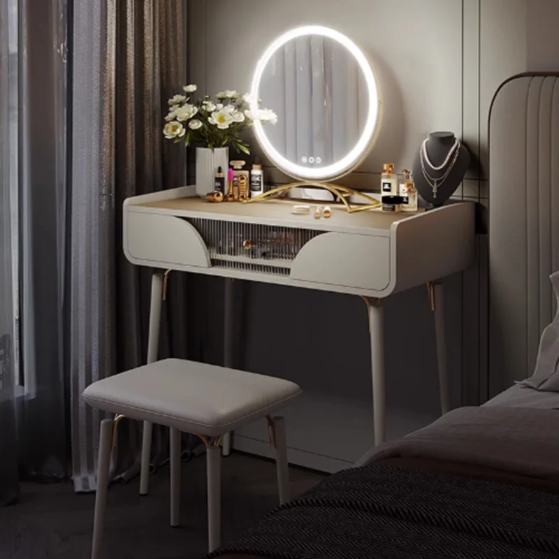 Modern Bedroom Vanity Table White Drawers Wood Girl Dressing Table Comfortable Cosmetics Chair Mesa De Maquillaje Home Furniture - Image 5
