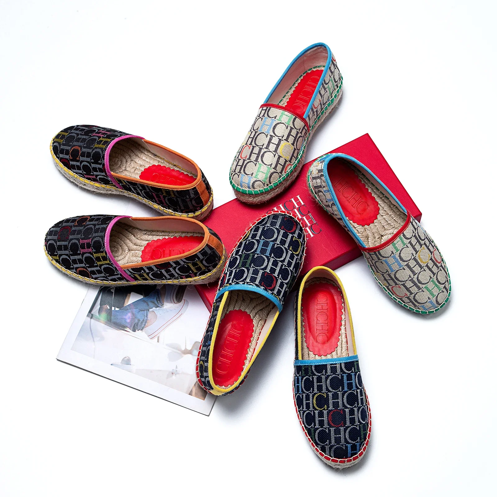 CILMI HARVILL CHHC Chinese Style Fashion Couple Fisherman Shoes Kung Fu Flat Shoes Gift Box Packaging Handmade Weaving