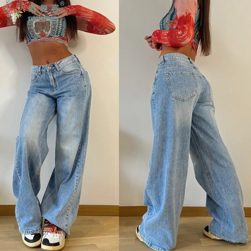 

Мешковатые джинсы для женщин, брюки с высокой талией, универсальные осенние новые повседневные джинсовые брюки, пикантные девушки, уличная мода, винтажная уличная одежда
