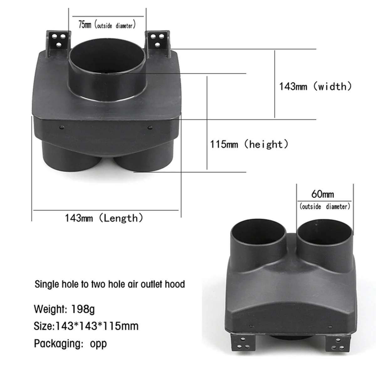 75mm Exhaust Pipe Connector Cover Fit Auto Air Parking Heater Truck Boat Car Heater AirVent Cover 1 Hole to 2 Holes