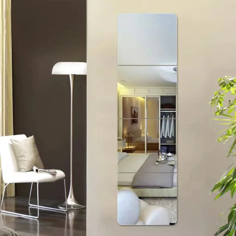 Self-Adhesive Right-Angle Acrylic Wall Mirror Stickers (4-piece) - Home Decor for Bedroom, Dormitory & Bathroom
