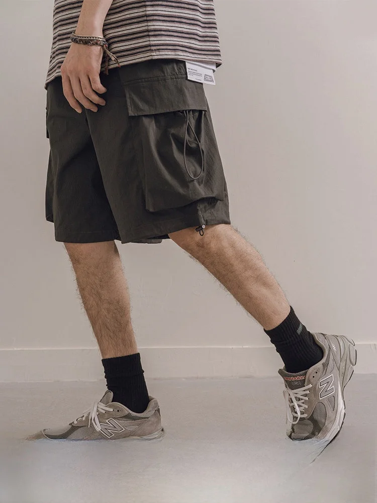 

Мужские летние повседневные свободные шорты Notomme с пятью карманами, в стиле рабочей одежды, с эластичным поясом на шнурке, молодежный стиль