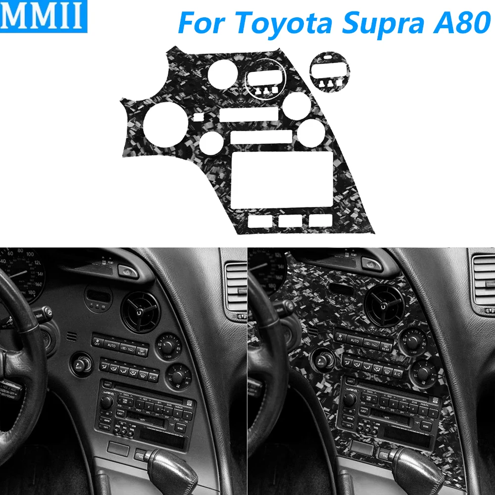 

For Toyota Supra A80 MK4 1993-1999 Forged Carbon Fiber Central Console AC Air Vent Radio CD Panel Set Car Accessories Sticker