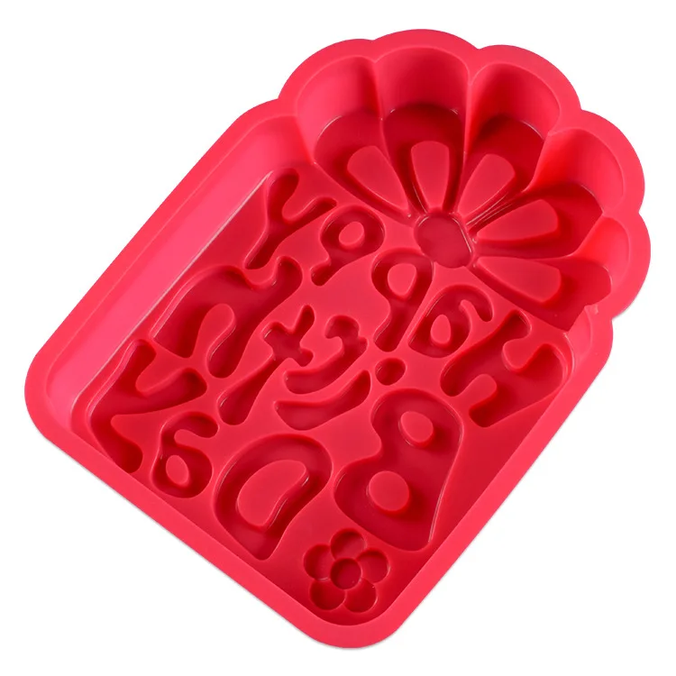 Flower Happy Birthday Silicone Cake Bread Bakeware Chocolate Pudding Mold DIY Pastry Baking Tool Kitchen Accessories M737