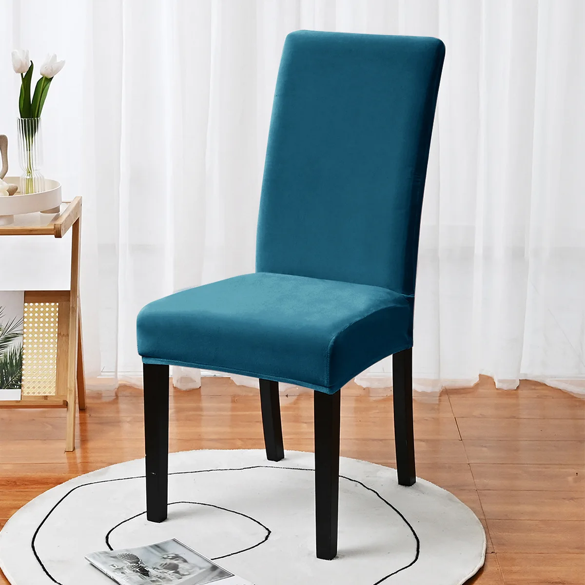 

Home Decor Elastic Solid Color Adjustable Chair Cover Stretch Slipcover Chair Seat Covers Kitchen Dining Room Wedding Banquet