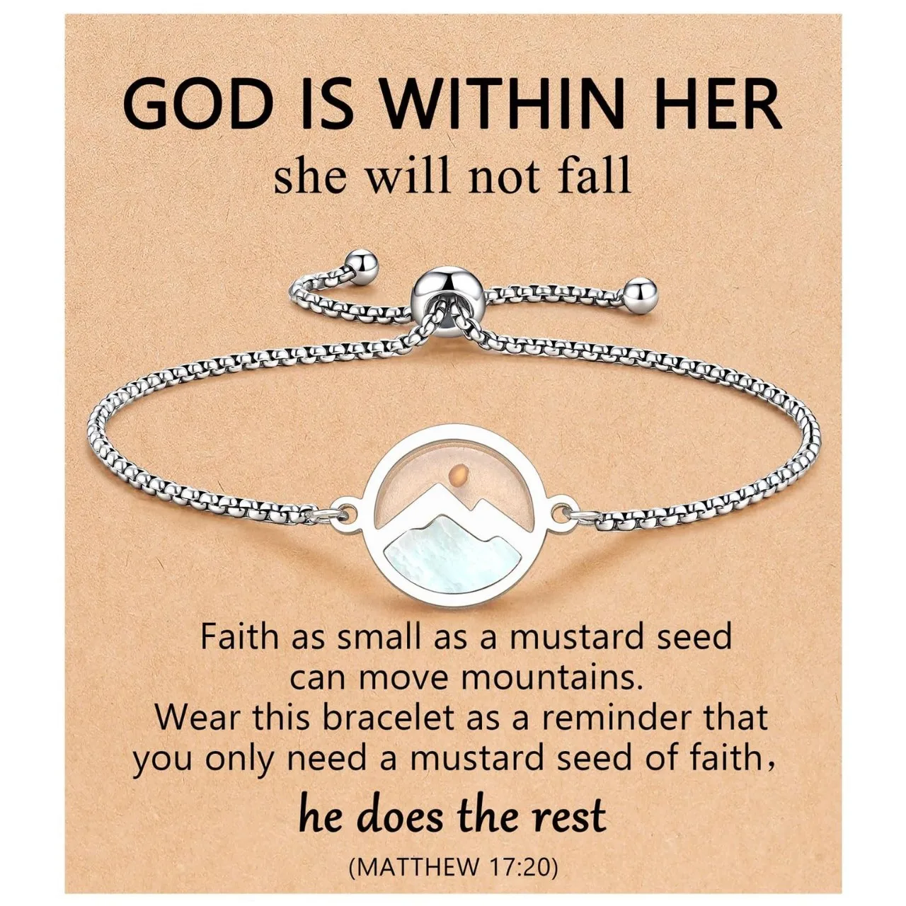 سوار جبال متحركة مطلي بالذهب عيار 18 قيراط - سوار بذور الخردل من الفولاذ المقاوم للصدأ لعيد الفصح المسيحي وهدايا عيد الميلاد للنساء