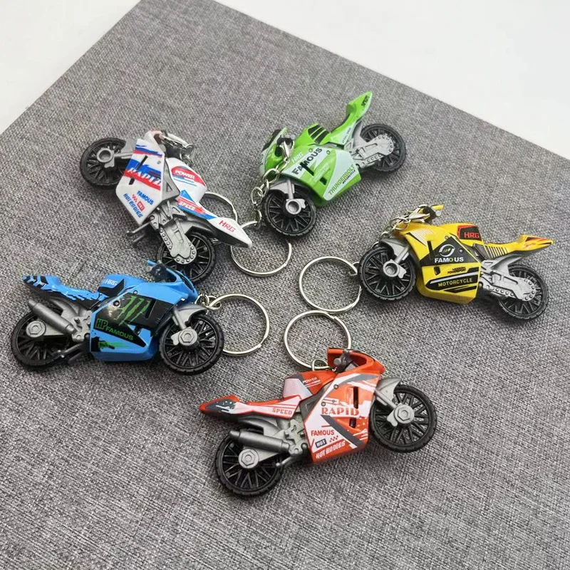 Simulation Cartoon Mini Motorcycle Racing Alloy Car Model Children's Motorcycle Toys Pinchers Toy Car Ornaments Keychain