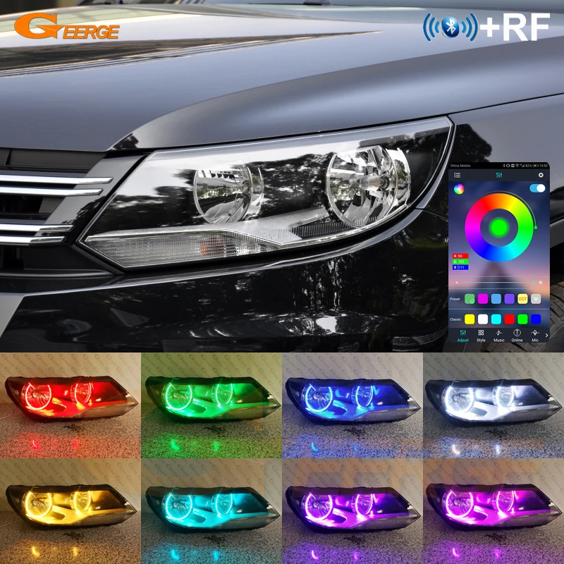 폭스 바겐 VW TIGUAN I 5N Facelift RF 원격 블루투스 App 울트라 브라이트 멀티 컬러 RGB LED 천사 눈 키트 헤일로 링