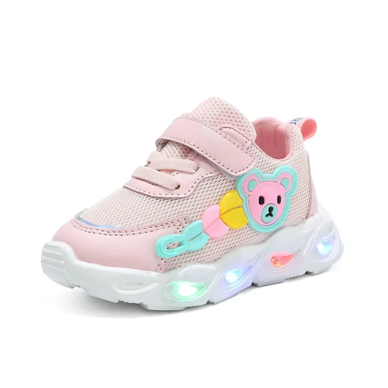 2023 Autumn Luminous Sneakers for Girls Boys Led Light Up Casual Shoes Kids Breathable Mesh Sports Shoes Tenis Infantil Menino