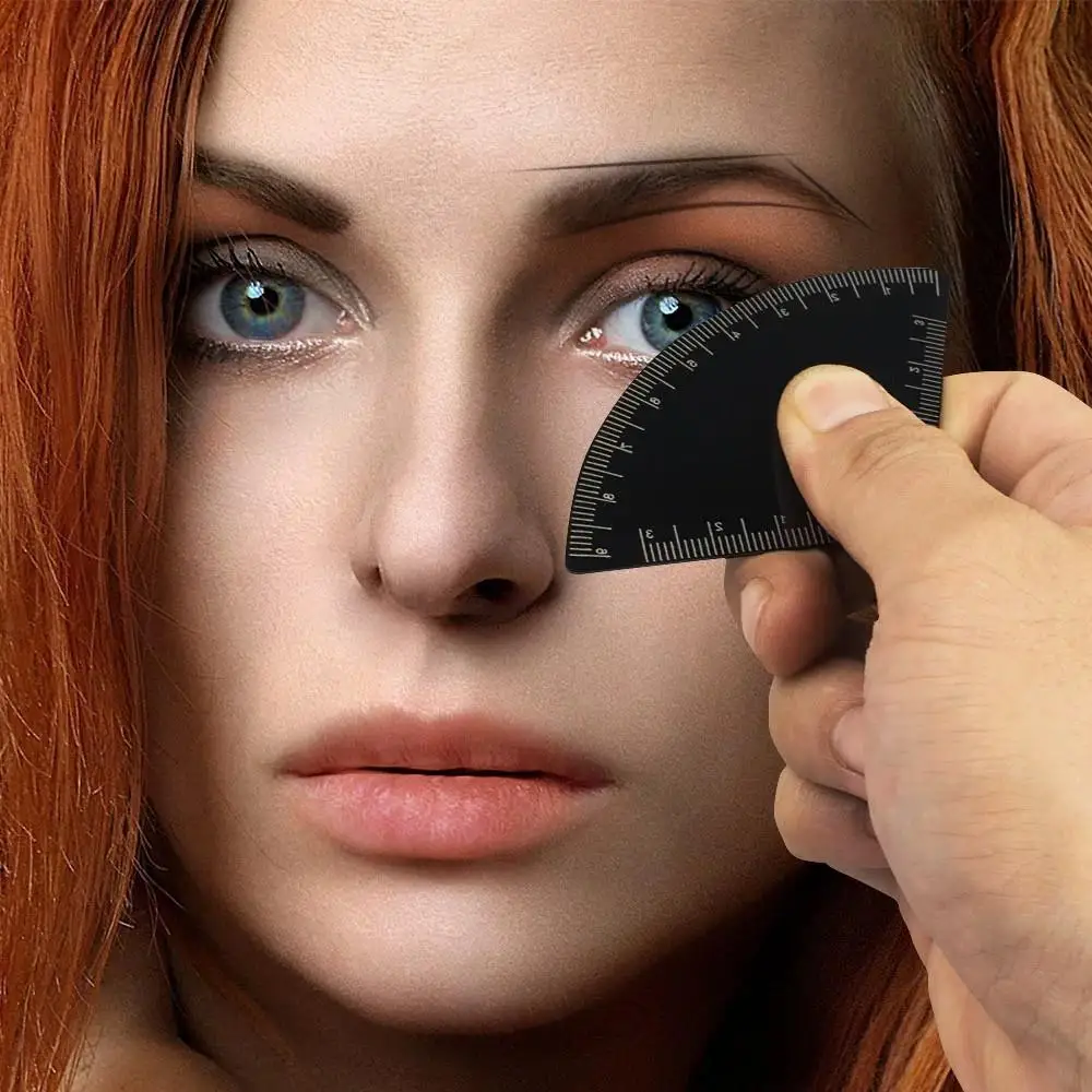 5/1 قطعة النساء رسم سريع الحاجب تصميم حاكم برو الحاجب تشكيل الوشم الاستنسل متعدد نمط الحاجب قالب عدة رسم الحاجب