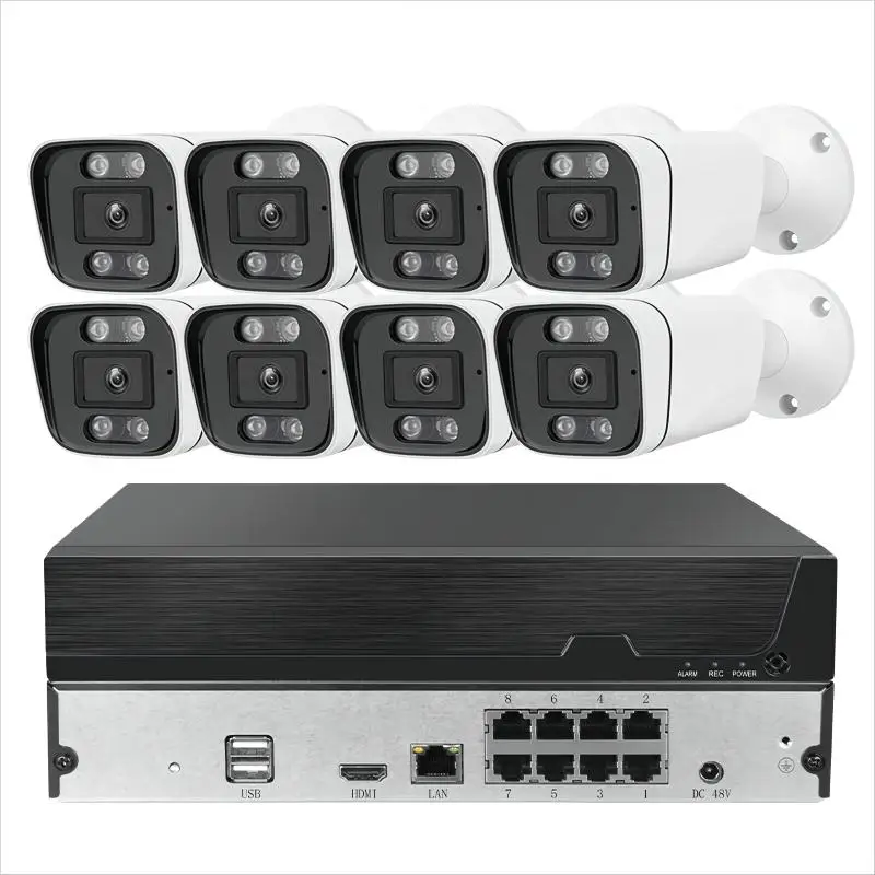 Factory Tuya 4MP 8CH NVR Kits Home Secured Camera Wireless Bullet CCTV Camera System POE Surveillance Cameras NVR POE