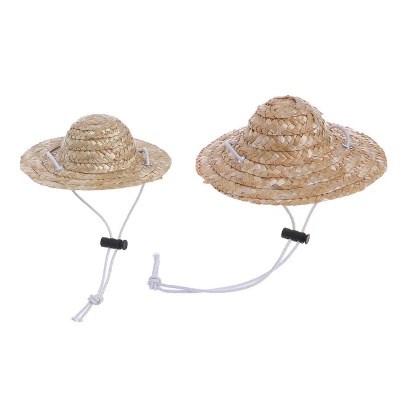 Adjustable Pet Dog Hat All-match Straw Hat Size S/for M for Cat Dog Costumes Acc